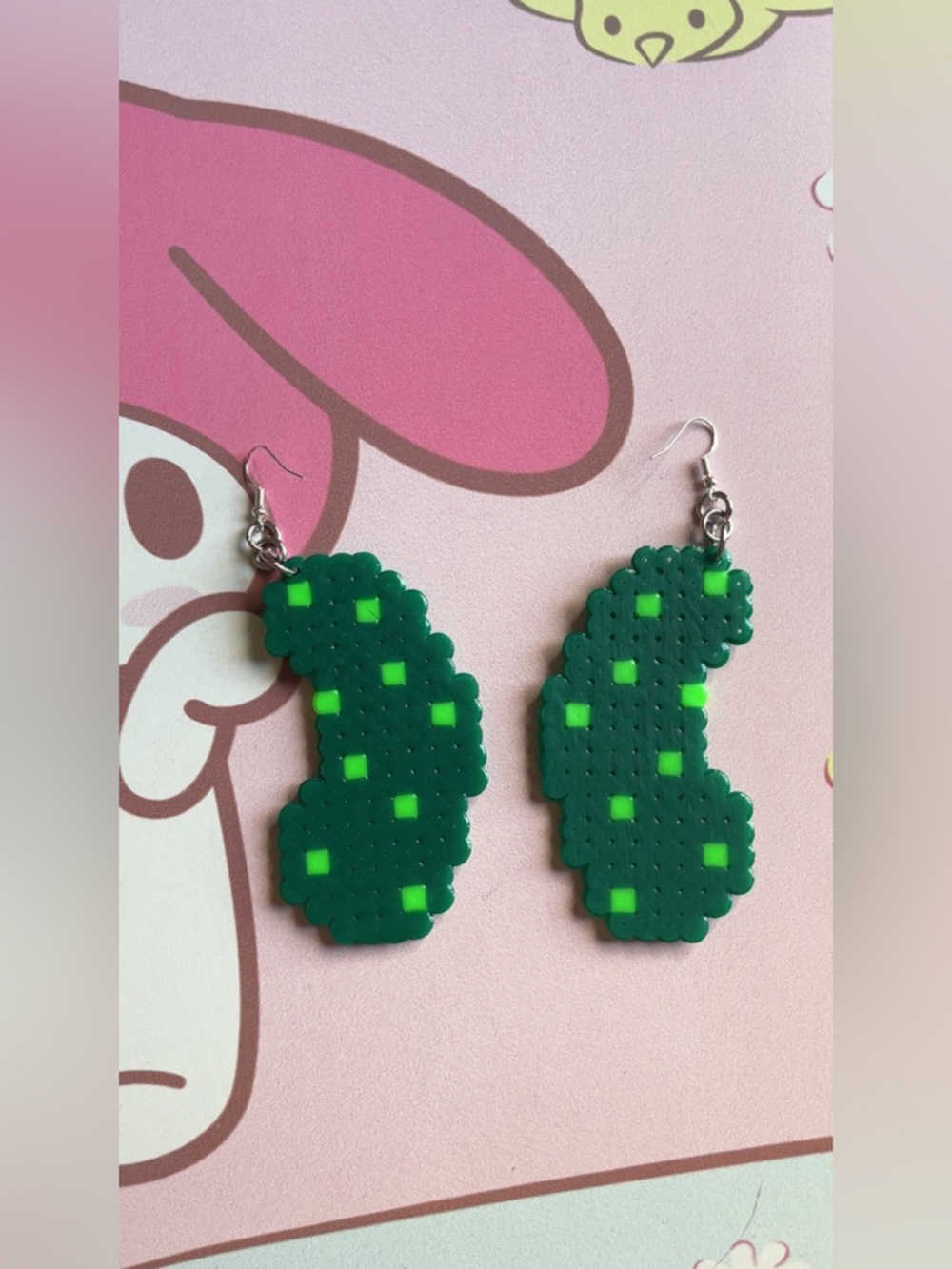 Pickle Earrings - Handmade Perler Jewelry 🥒